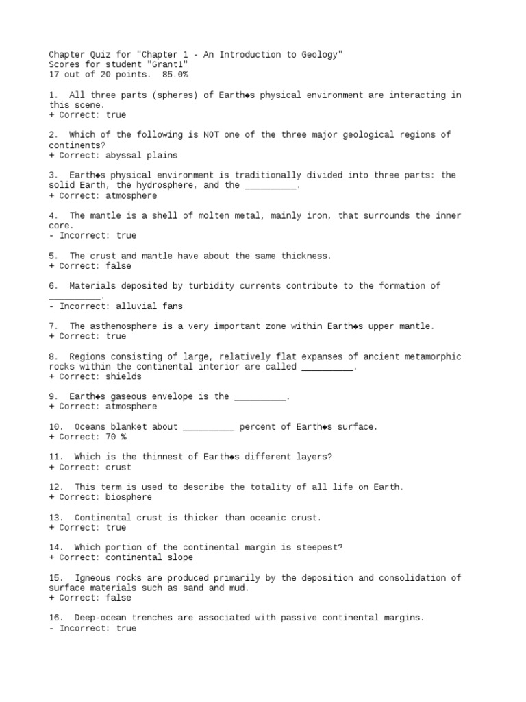 An Introduction To Geology Chapter Quiz With Answers PDF