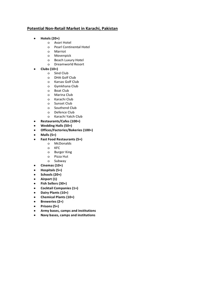 Non-Retail Market Overview in Karachi | PDF
