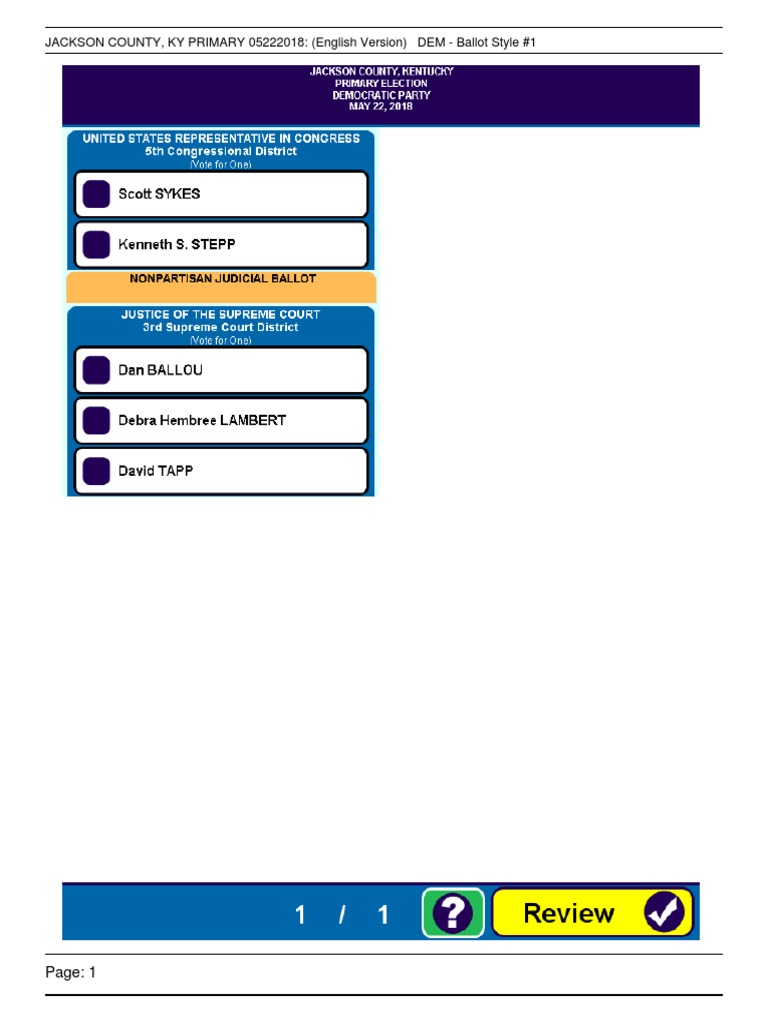 Jackson County Primary Ballot 2018