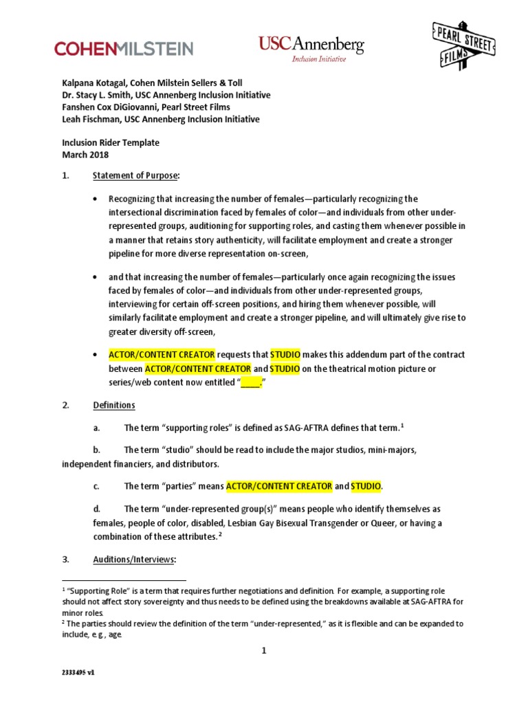 Inclusion Rider Template | PDF | Transgender | LGBTQIA+ Studies