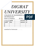 Adigrat University: College of Egineering and Technology Name of Students ID No, Secttion 1.ttewte