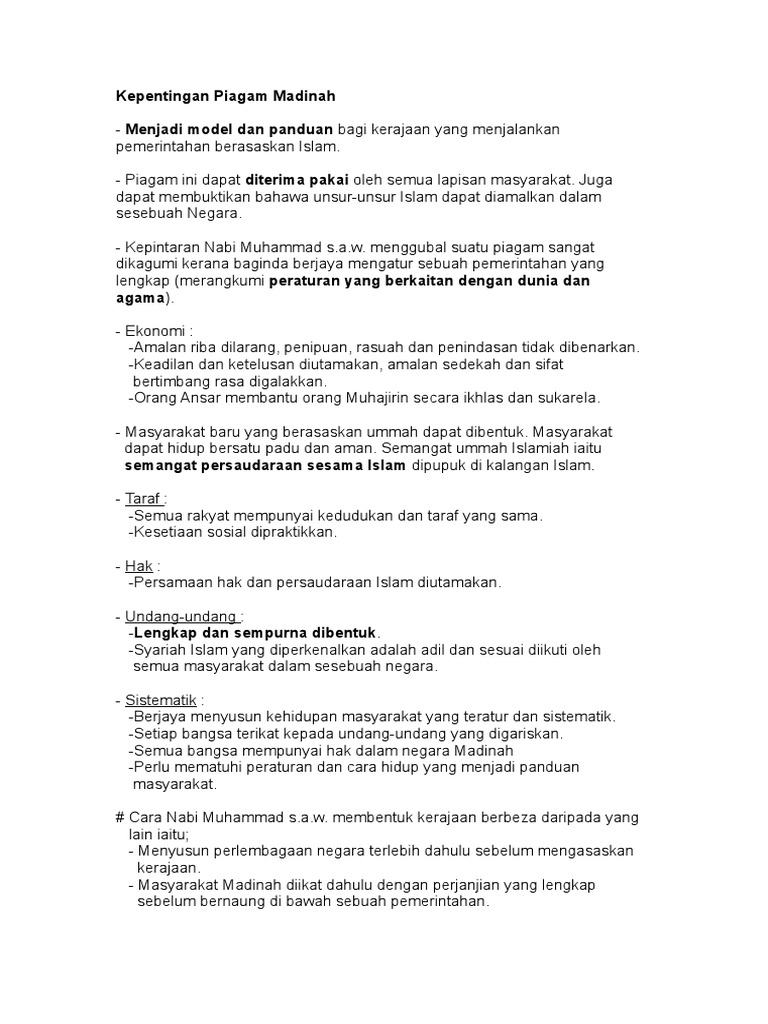 Kepentingan Piagam Madinah  PDF