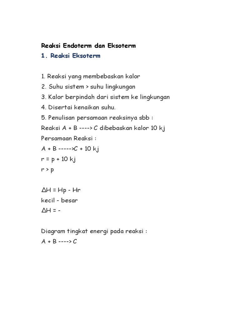 Reaksi Endoterm Dan Eksoterm