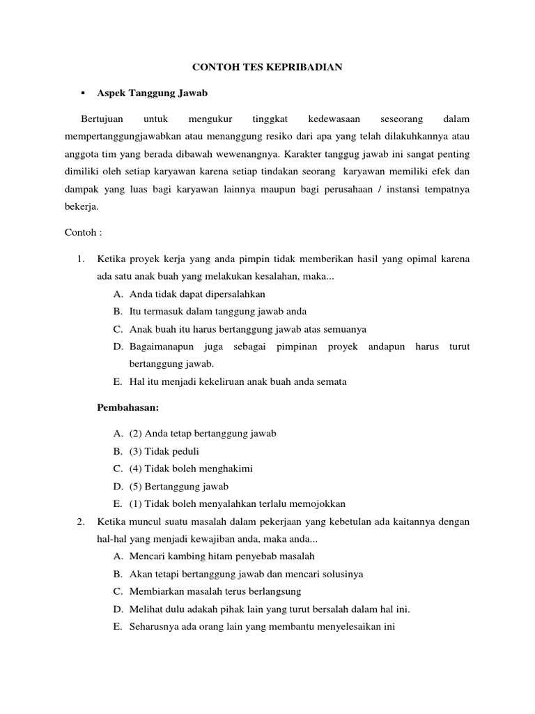 Contoh Tes Kepribadian Docx