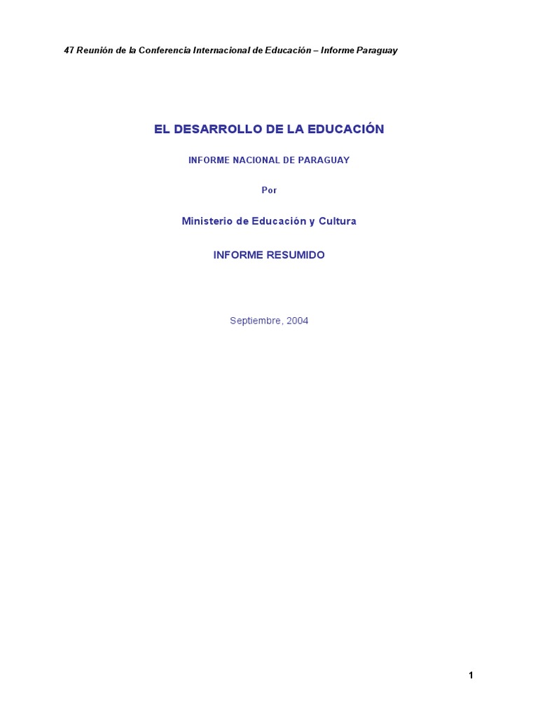 Informe sobre la Educación en Paraguay | PDF | Educación Secundaria ...