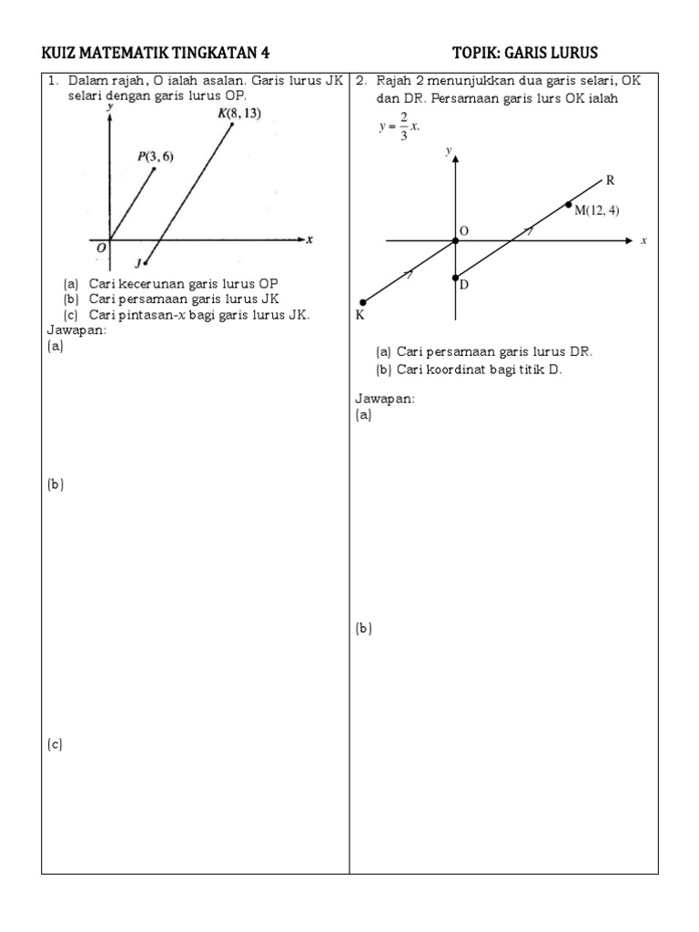 Kuiz Matematik Tingkatan 4 Garis Lurus Pdf