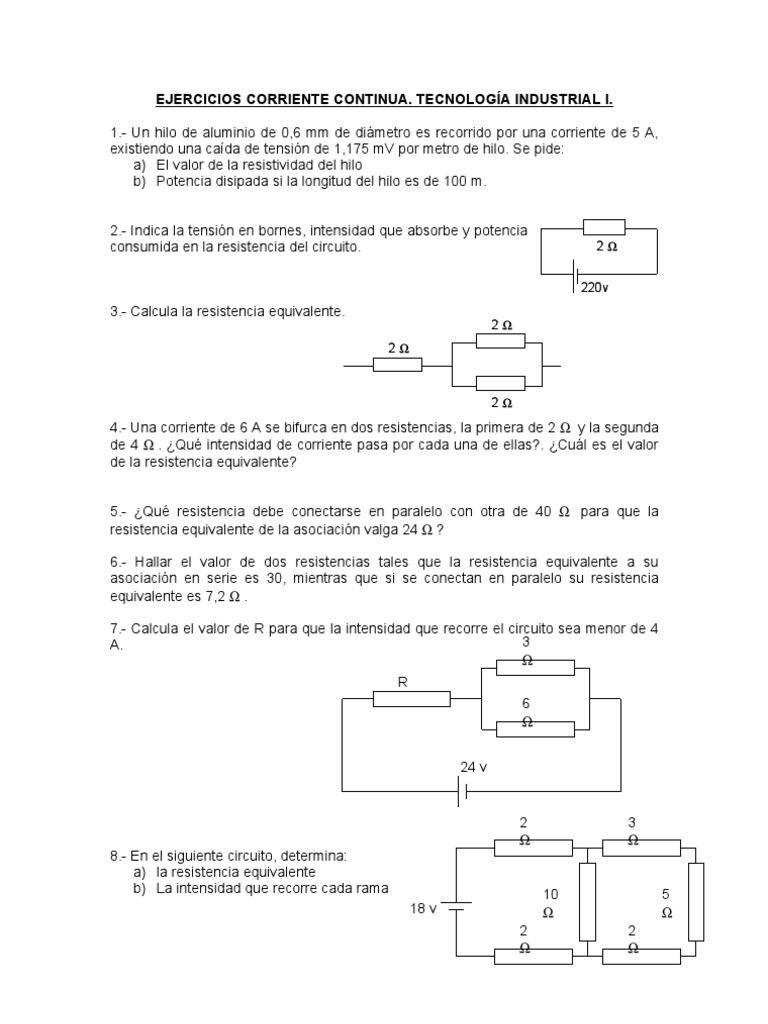 Ejercicios de Electricidad | Descargar gratis PDF | Resistencia ...