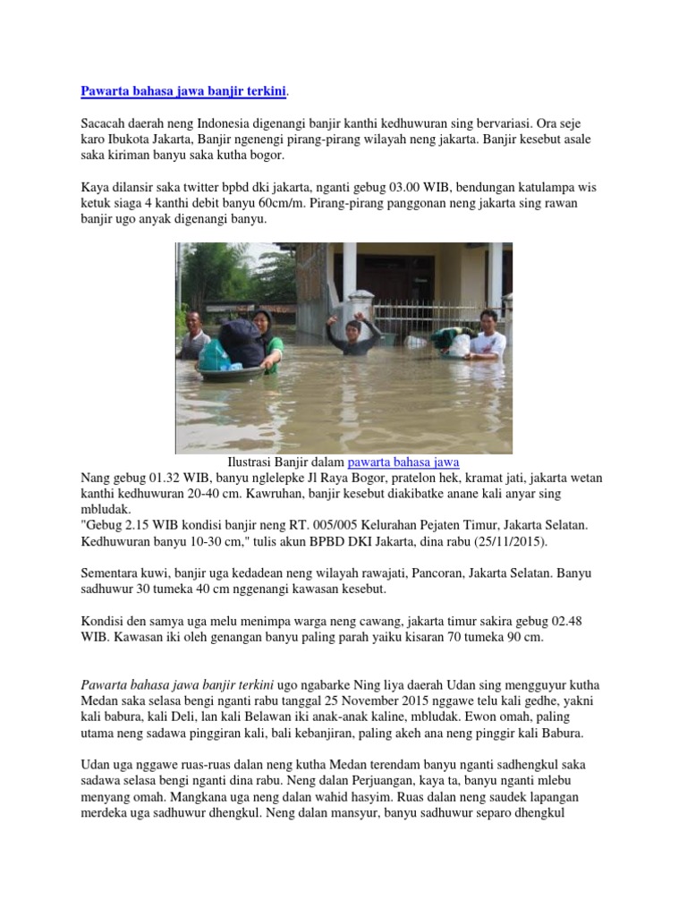 Artikel Bahasa Jawa Tentang Banjir My Books