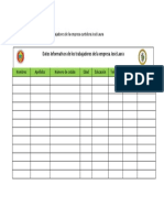 Hoja de Registro de Datos de Los Trabajadores de La Empresa Curtidora José Laura