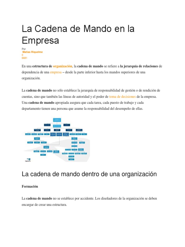 La Cadena de Mando en La Empresa Toma de decisiones Economias