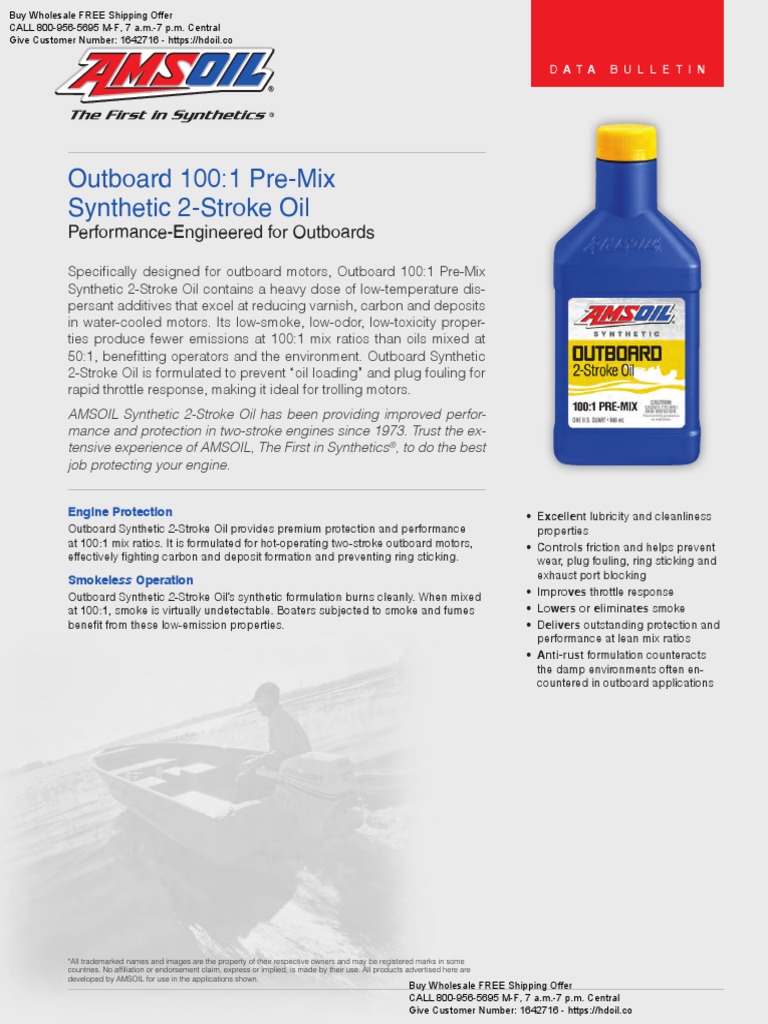 AMSOIL Outboard Synthetic 2stroke Oil (ATO) | PDF | Viscosity | Engines