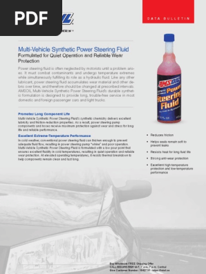Amsoil Power Steering Fluid Psf Viscosity Vehicles