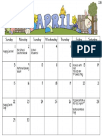 Pre-K 3 April Monthly Calendar