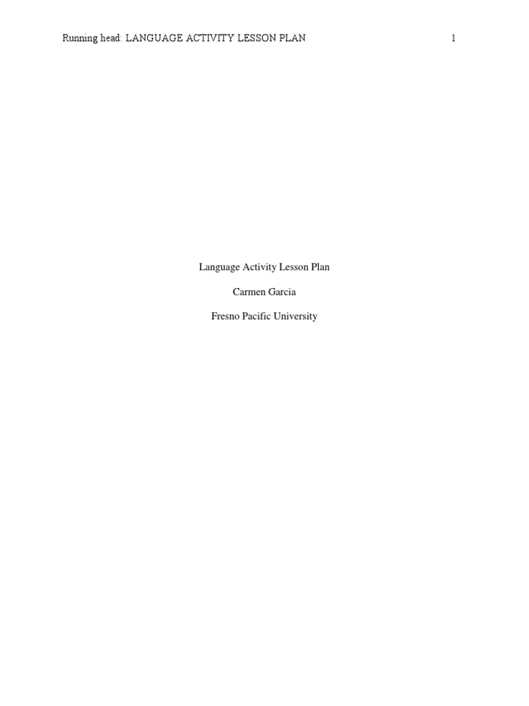 Language Activity Lesson Plan 3 | PDF | Lesson Plan | Books