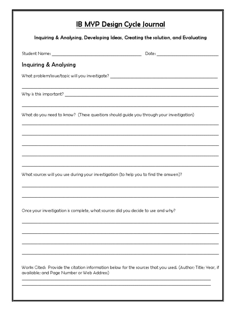 Myp Design Cycle Process Journal PDF Communication Cognition