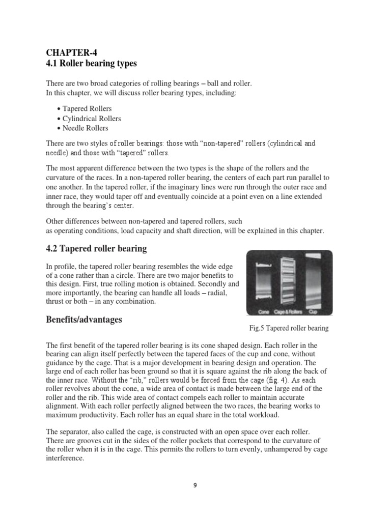 Chapter4 4.1 Roller Bearing Types PDF Bearing (Mechanical