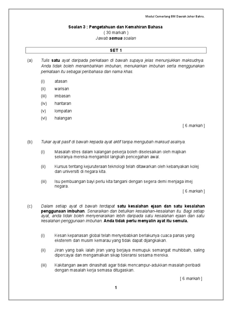 Kemahiran Bahasa Soalan 3 Pdf