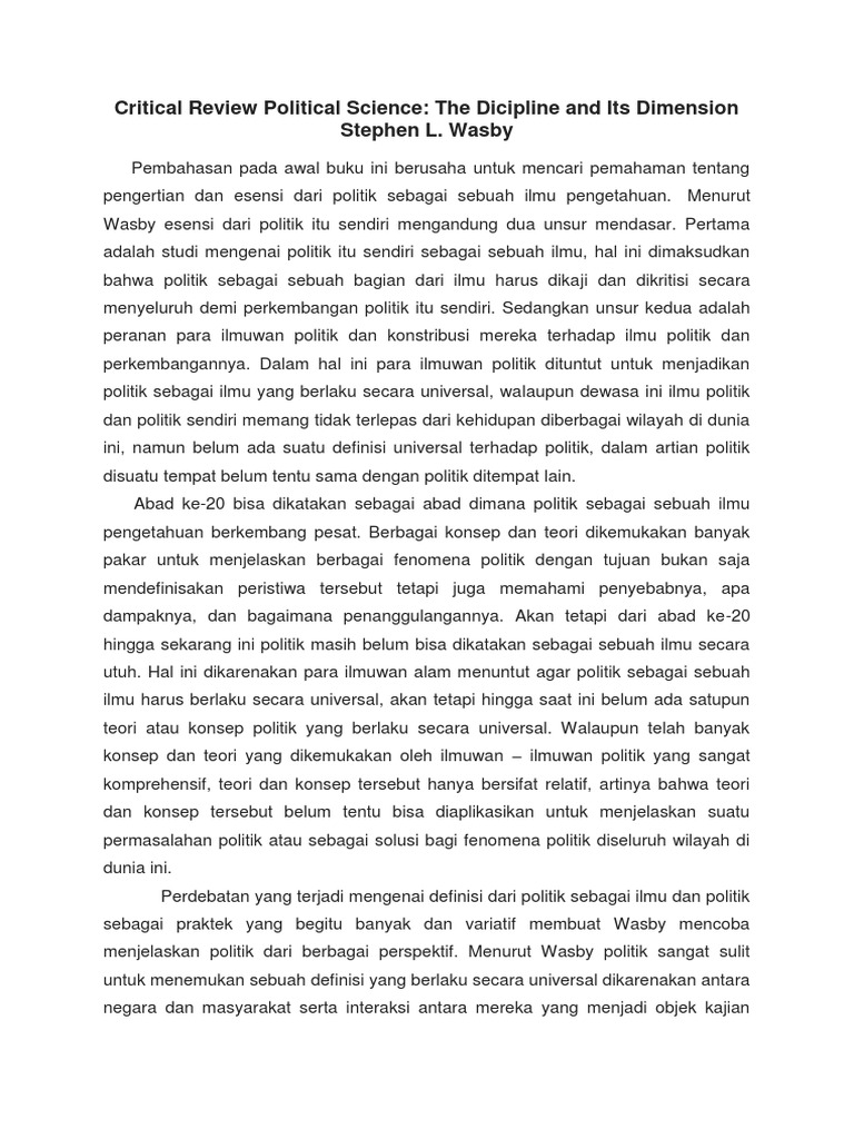Esensi dan Definisi Ilmu Politik | PDF