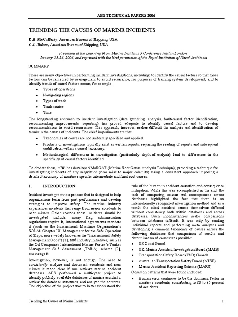 Analyzing Marine Incident Causes | PDF | Causality | Reliability ...