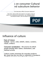 Influences On Consumer Cultural and Subculture Behavior