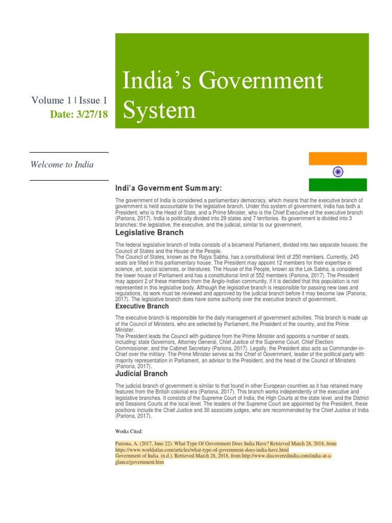 Indias Gov | PDF | Government Of India | Separation Of Powers