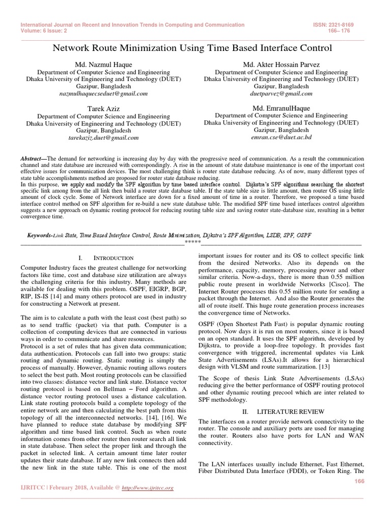 Network Route Minimization Using Time Based Interface Control | PDF ...