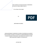 Influence of Strategic Sourcing On Organizational Positioning in Tyre Manufacturing Firms in Kenya