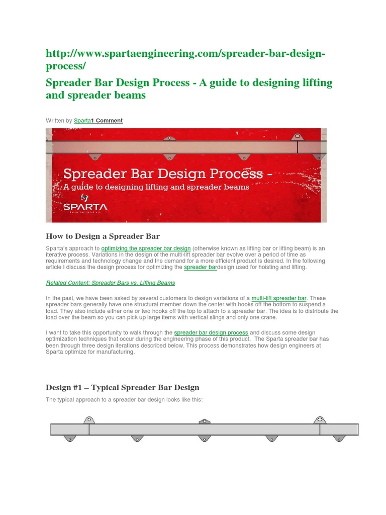 Spreader Bar Design Process A Guide To Designing Lifting and Spreader Beams PDF Crane