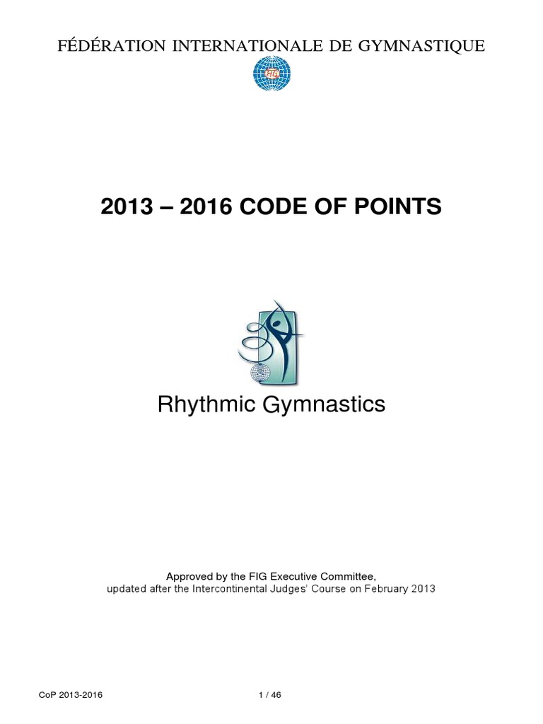 Rhythmic Gymnastics Code of Points 20132016 PDF Gymnastics Leisure