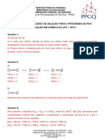 Gabarito Prova PPGQ UFS 2015-1