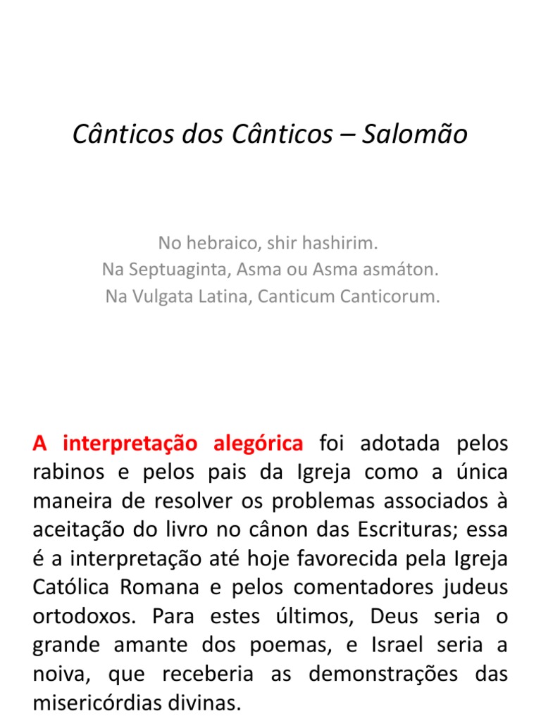 Interpretações do Cântico dos Cânticos | PDF | Poesia | Igreja católica