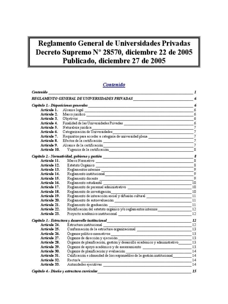 Reglamento de Universidades Privadas 2005 (Bolivia) PDF Titulo academico Universidad