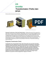 Pengertian Transformator (Trafo) Dan Prinsip Kerjanya