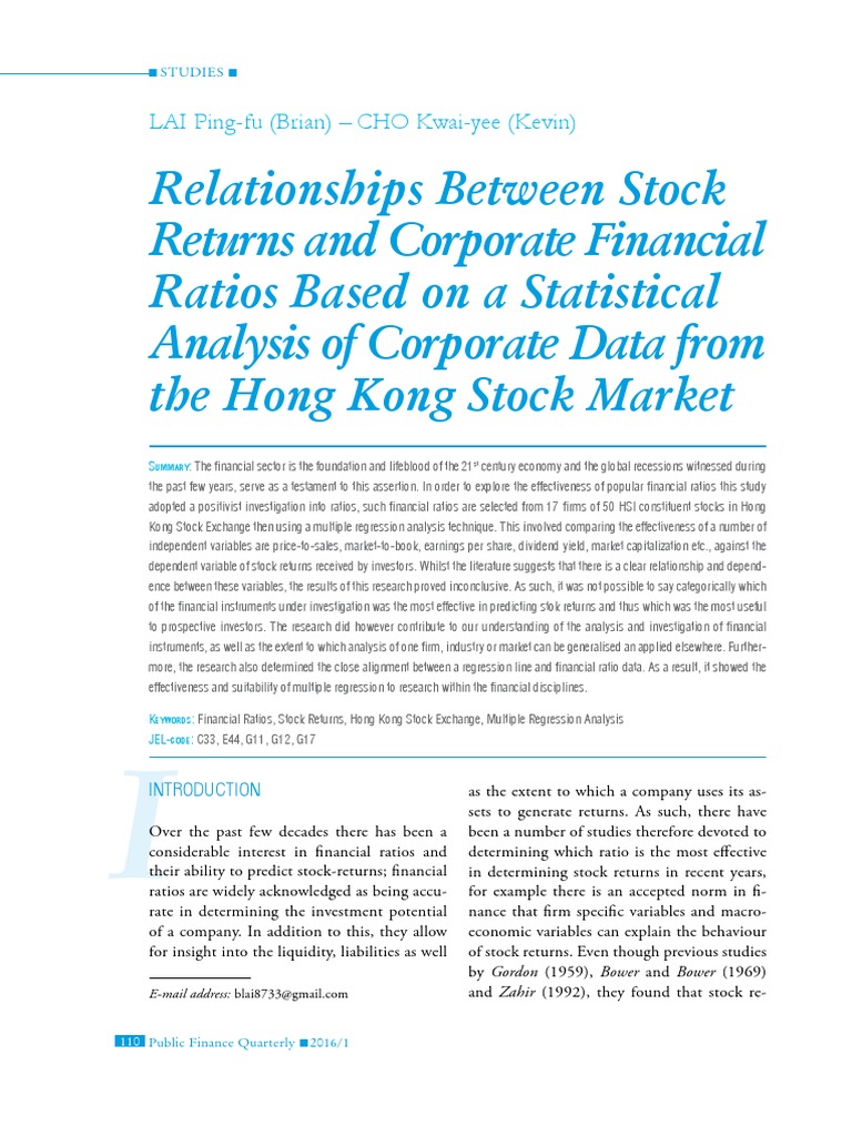 Relationships Between Stock Returns and Corporate Financial Ratios ...