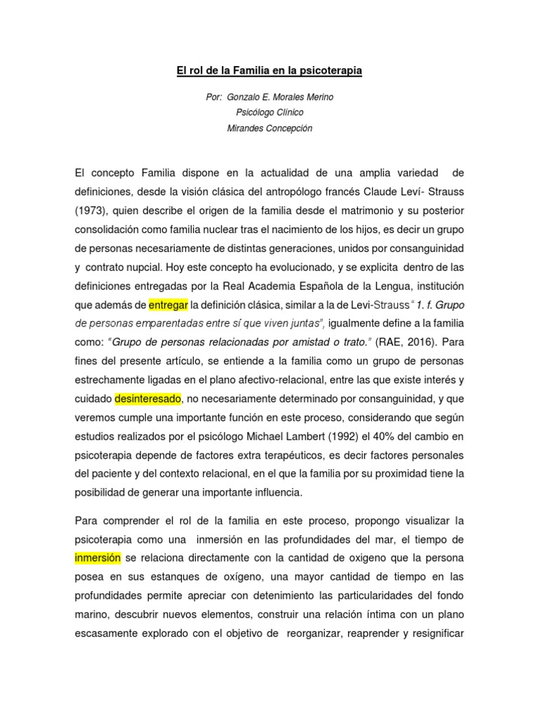 La Familia y El Proceso Terapeutico | PDF | Familia | Psicoterapia