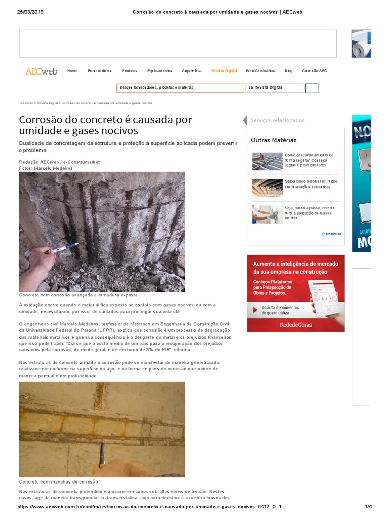 Corrosão Do Concreto É Causada Por Umidade e Gases Nocivos - AECweb ...