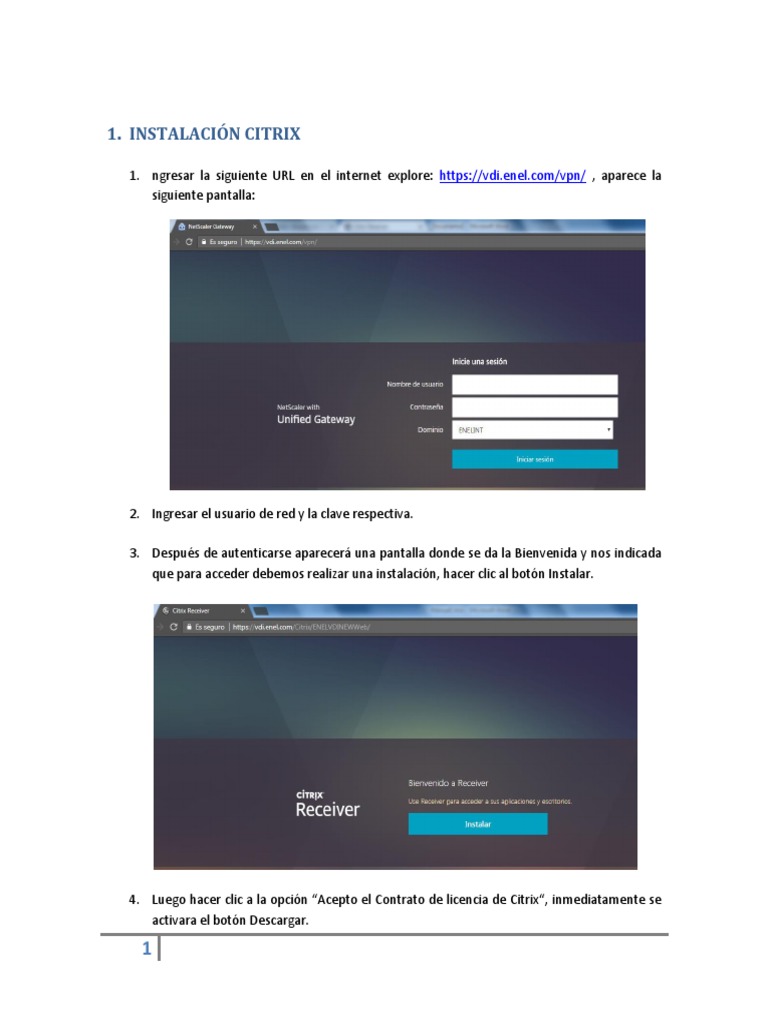 Instalación de Citrix para Enel VDI | PDF | Point and Click | Archivo ...