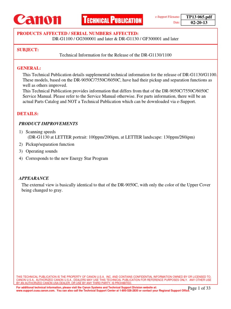 Technical Information for the Release of the DR-G11301100 | Electrical  Connector | Image Scanner
