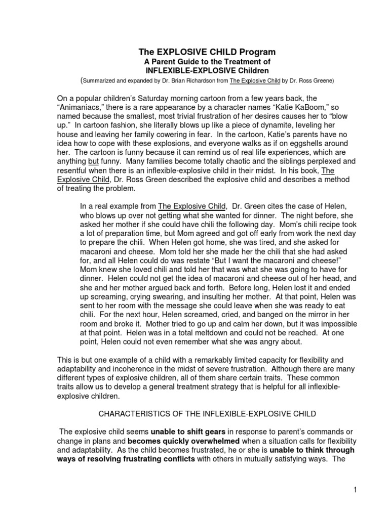 Understanding Explosive Children | PDF | Attention Deficit ...