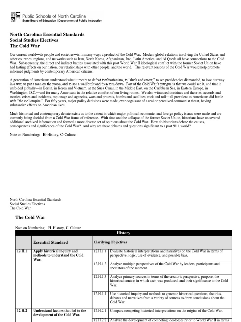 Cold War Essential Standards | PDF | Cold War | International Relations