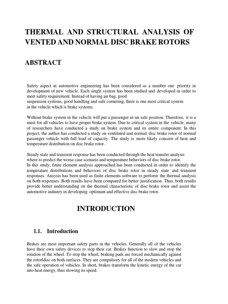 Thermal and Structural Analysis of Vented and Normal Disc Brake Rotors ...