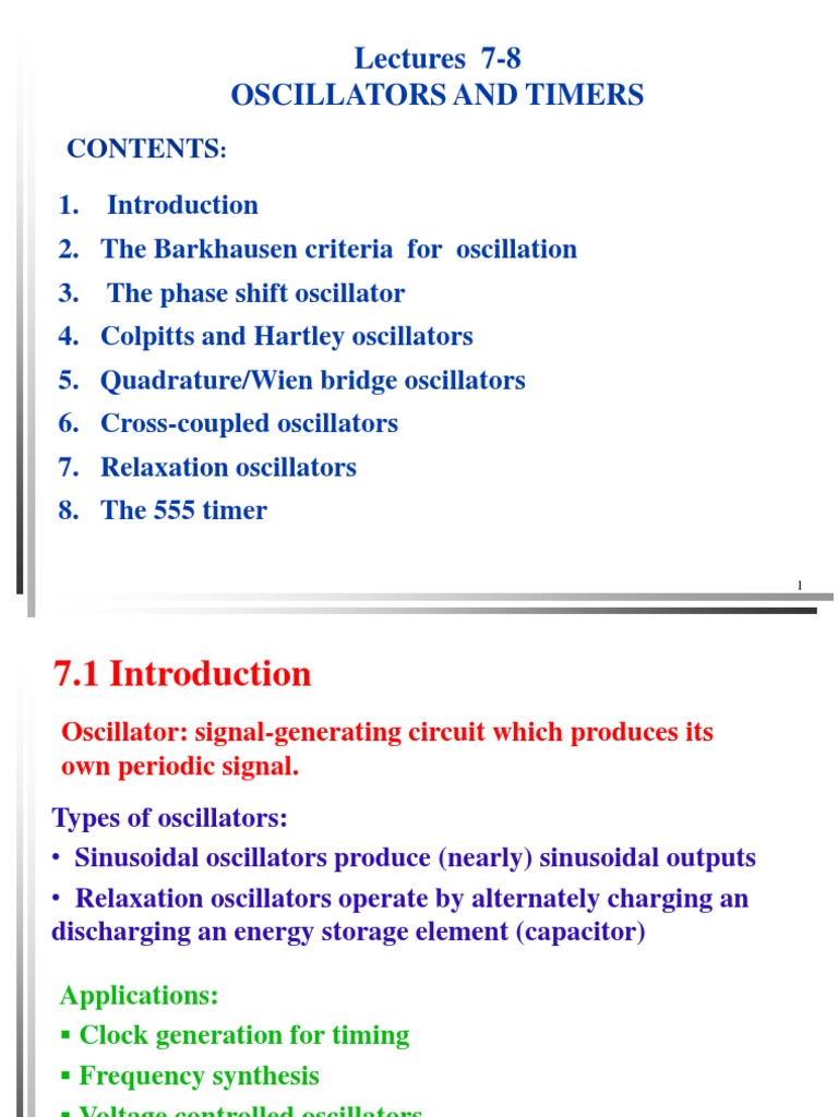 Lectures 78 Oscillators and Timers 20171 PDF Electronic