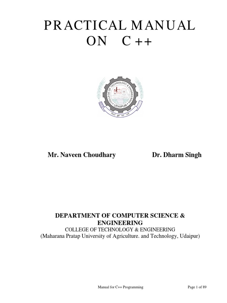 C++ Lab Maual PDF | PDF | Subroutine | Object Oriented Programming