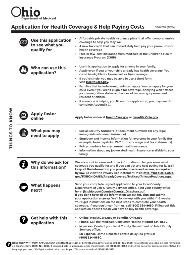 Application For Health Coverage & Help Paying Costs: Use This ...