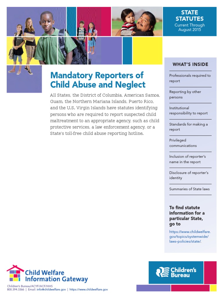 Child Welfare Gateway Mandatory Reporters of Child Abuse and Neglect