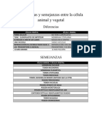 Diferencias y Semejanzas Entre La Celula Animal y Vegetal PDF