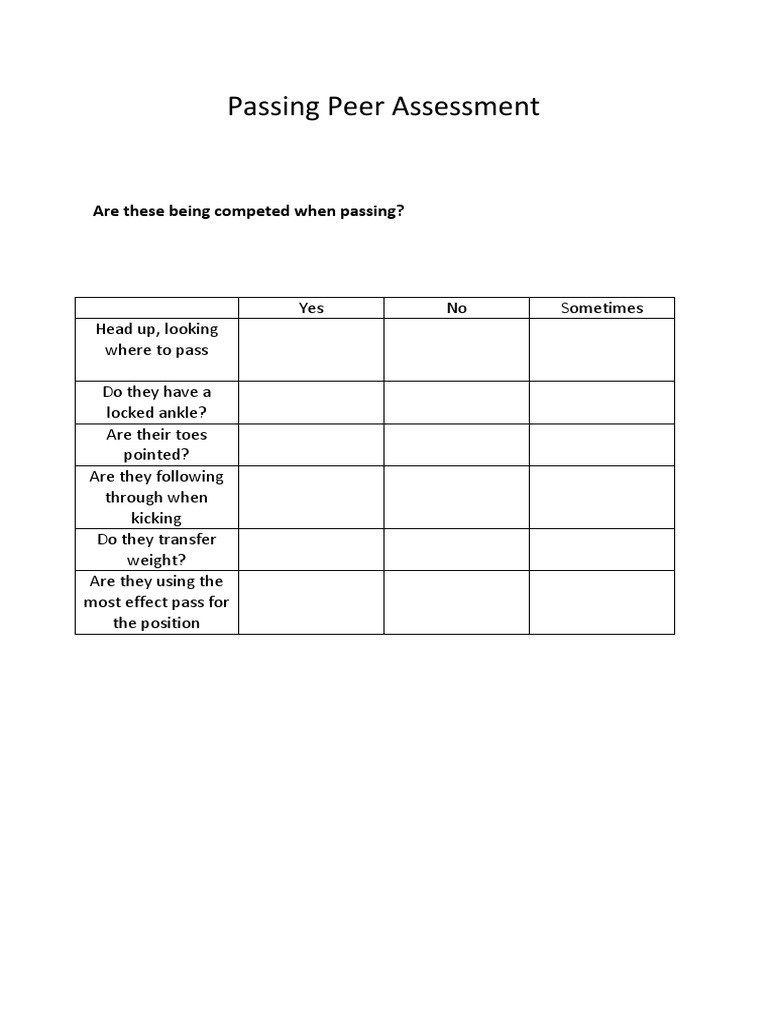 Passing Peer Assessment | PDF | Language Arts & Discipline | Self ...