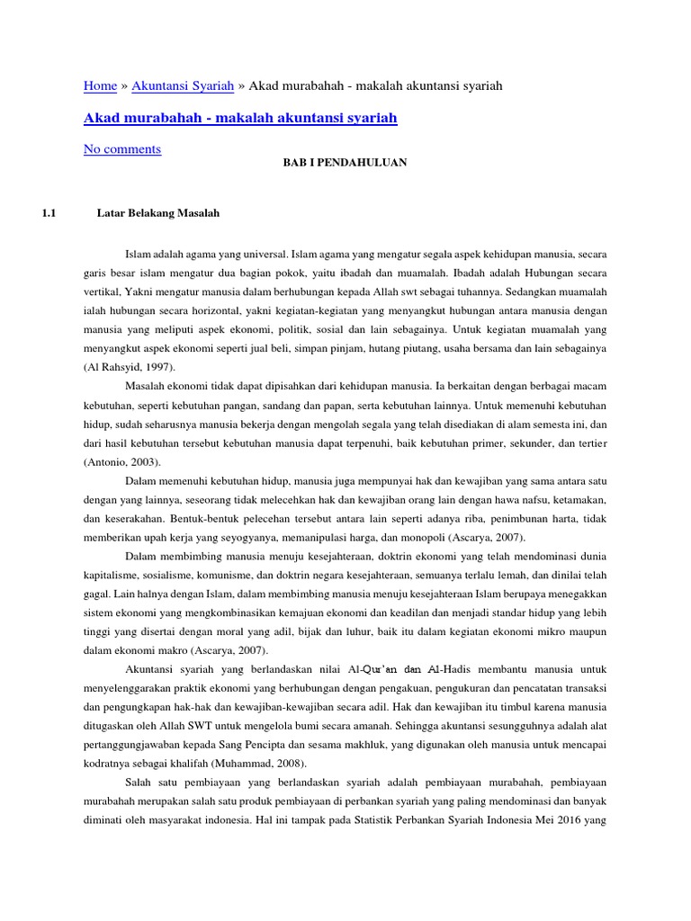 Akad Murabahah Makalah Akuntansi Syariah