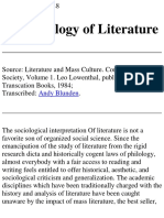 Lowenthal's Sociology of Literature