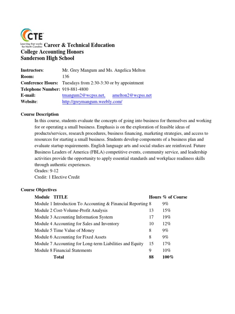 College Accounting Course Overview | PDF | Homework | Test (Assessment)
